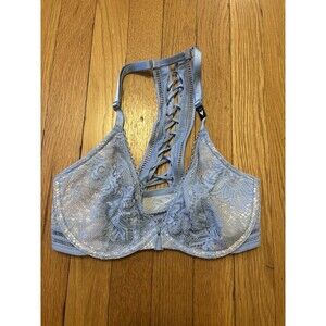 NWT Victoria’s Secret Very Sexy Unlined Plunge Lace Bra 32DD Blue Front Clasp